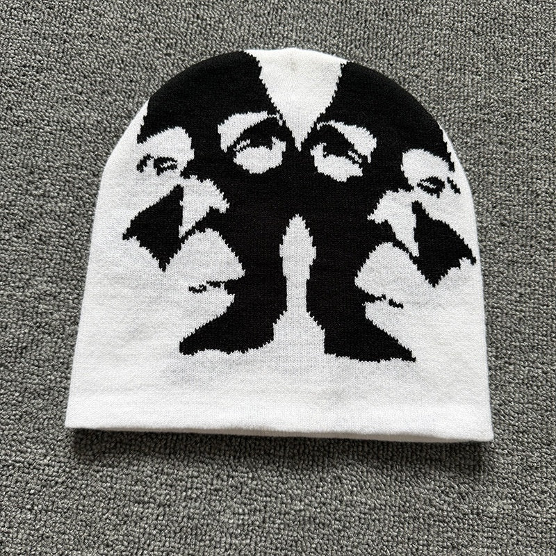 Mirrored Face Knit Beanie
