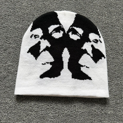 Mirrored Face Knit Beanie