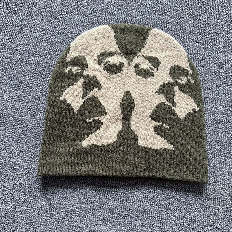 Mirrored Face Knit Beanie