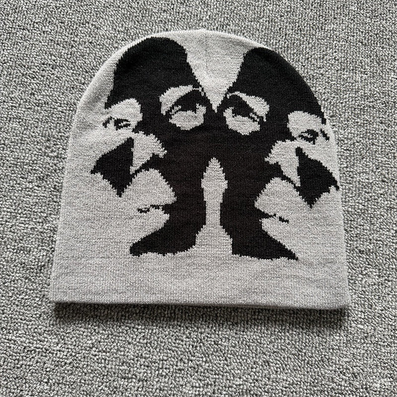 Mirrored Face Knit Beanie