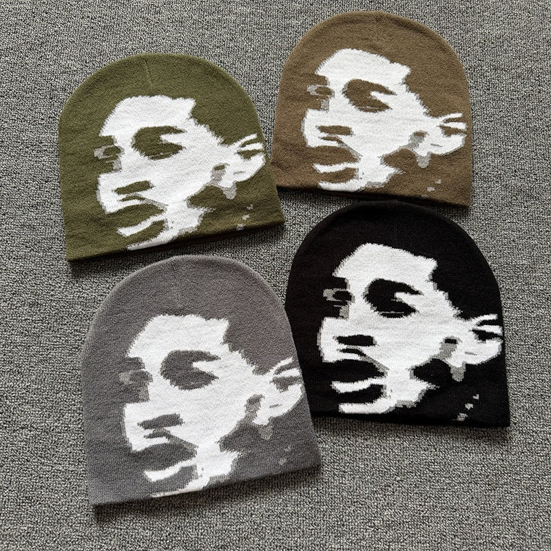 Screaming Portrait Knit Beanie