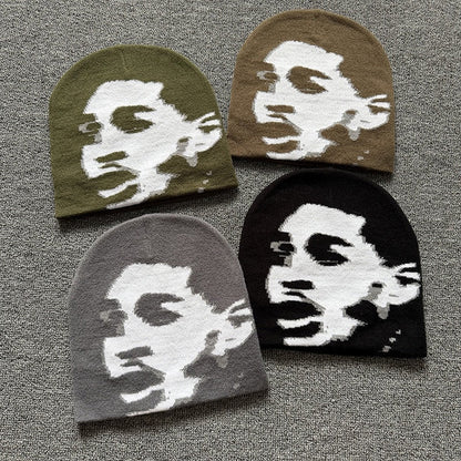 Screaming Portrait Knit Beanie