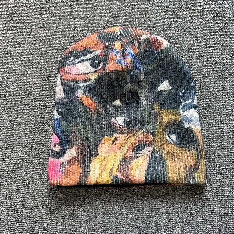 Abstract Art Collage Knit Beanie