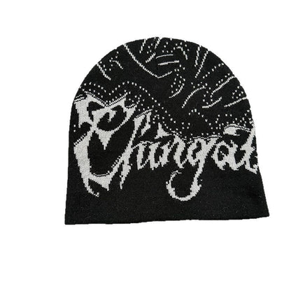 Gothic Allover Script Knit Beanie