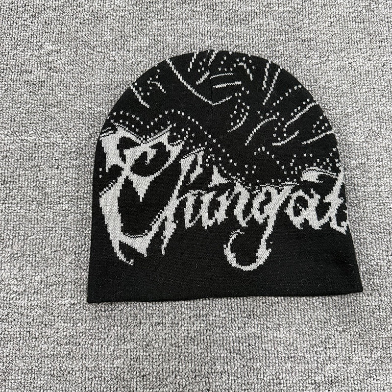 Gothic Allover Script Knit Beanie