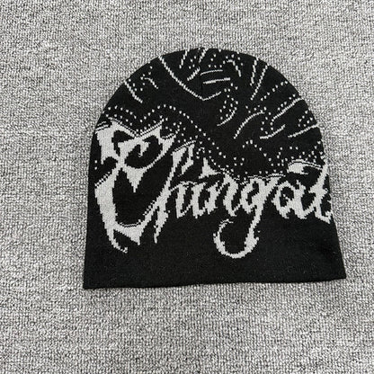Gothic Allover Script Knit Beanie