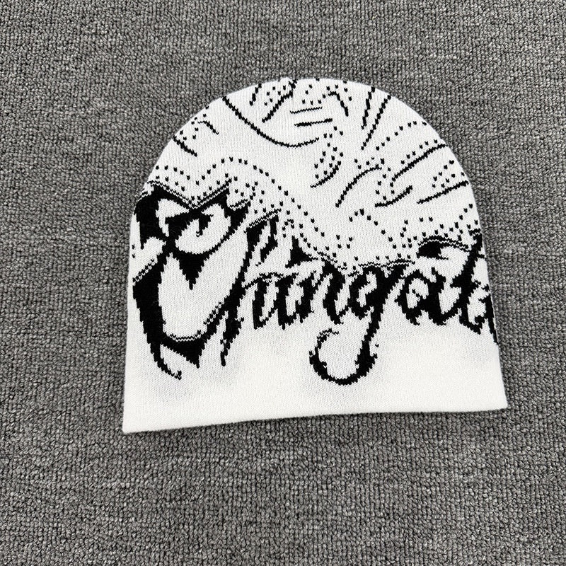 Gothic Allover Script Knit Beanie