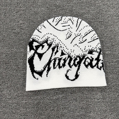 Gothic Allover Script Knit Beanie