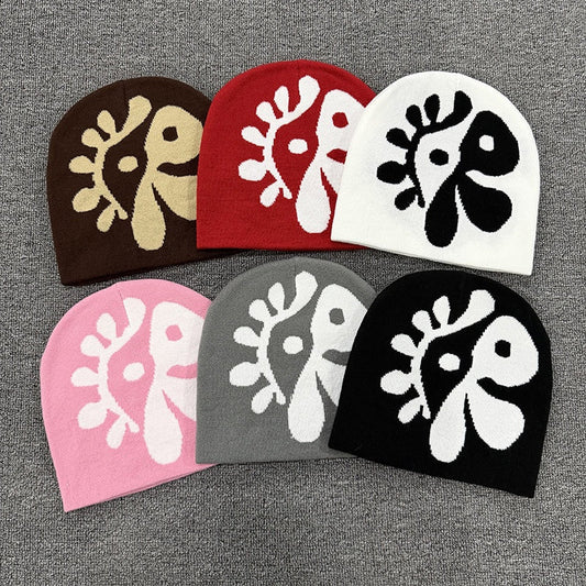 Abstract Flower Knit Beanie