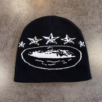Three Star Oval Graphic Knit Beanie