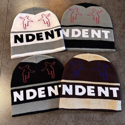 Dancing Figures Striped Knit Beanie