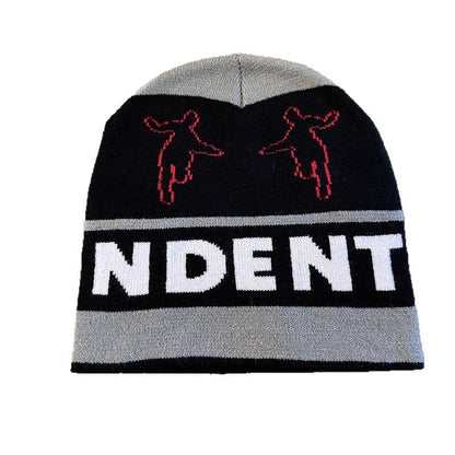 Dancing Figures Striped Knit Beanie