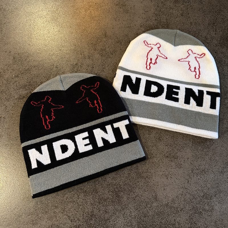Dancing Figures Striped Knit Beanie