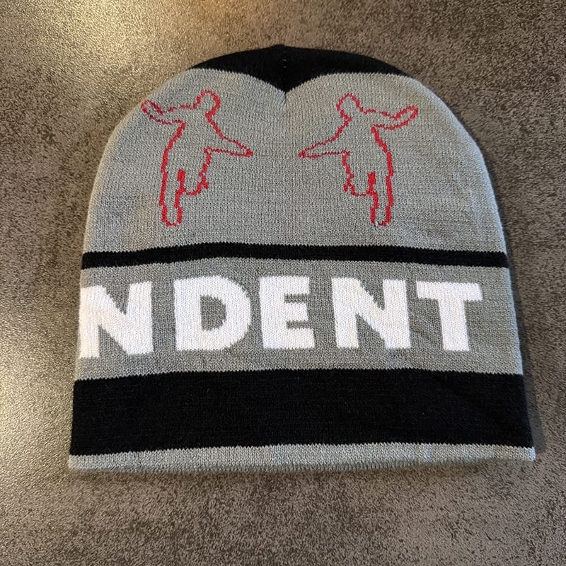 Dancing Figures Striped Knit Beanie