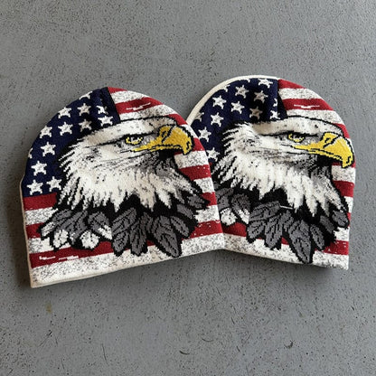 American Eagle Flag Knit Beanie Multicolor