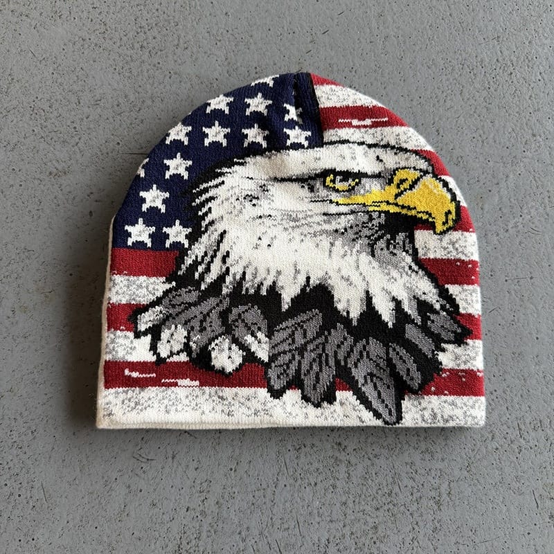 American Eagle Flag Knit Beanie Multicolor