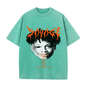 RDMCLOTHINGART tapestry hoodie 21 SAVAGE HEAVY WEIGHT COTTON TEE-8882