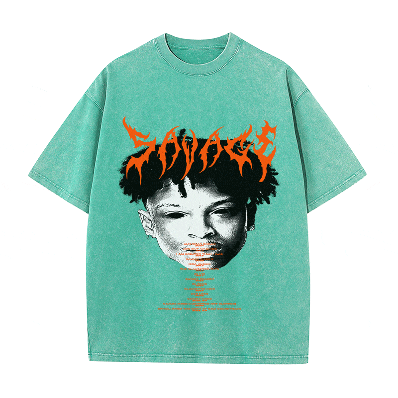 RDMCLOTHINGART tapestry hoodie 21 SAVAGE HEAVY WEIGHT COTTON TEE-8882