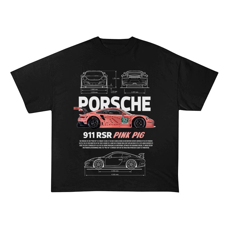 RDMCLOTHINGART tapestry hoodie 911 RSR PINK PIG HEAVY COTTON TEES-9400