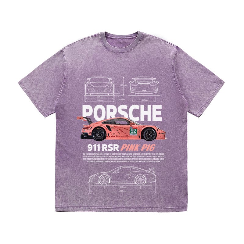 RDMCLOTHINGART tapestry hoodie 911 RSR PINK PIG HEAVY COTTON TEES-9400