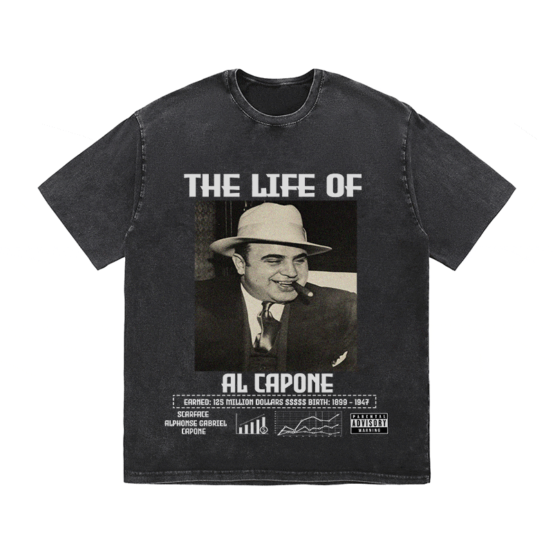 RDMCLOTHINGART tapestry hoodie AL CAPONE HEAVY WEIGHT COTTON TEE-8818