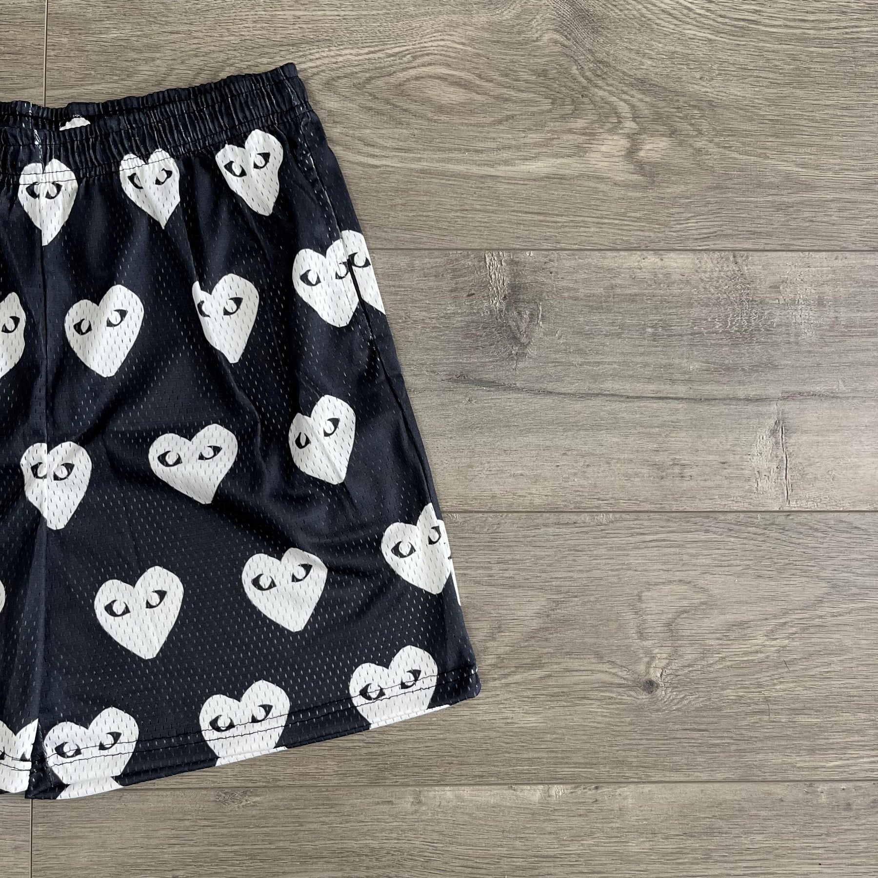 BLACK CDG MESH SHORTS-8732 - RDMCLOTHINGART