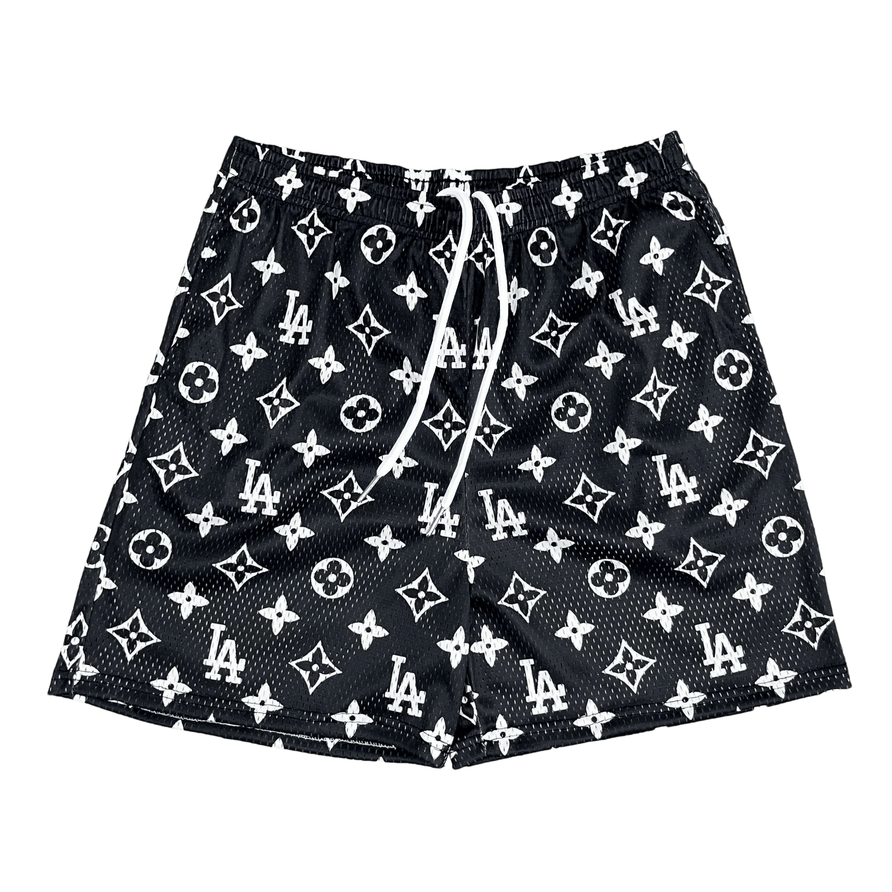 BLACK LA MESH SHORTS-8670 - RDMCLOTHINGART