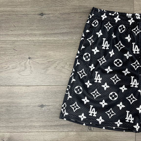 BLACK LA MESH SHORTS-8670 - RDMCLOTHINGART