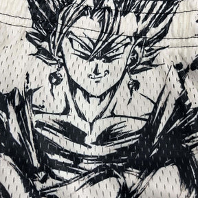 BLACK&WHITE GOKU MESH SHORTS-8665 - RDMCLOTHINGART