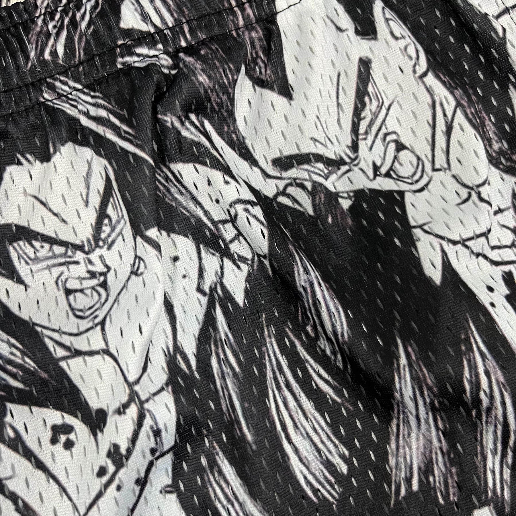 BLACK&WHITE GOKU MESH SHORTS-8665 - RDMCLOTHINGART