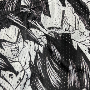 BLACK&WHITE GOKU MESH SHORTS-8665 - RDMCLOTHINGART