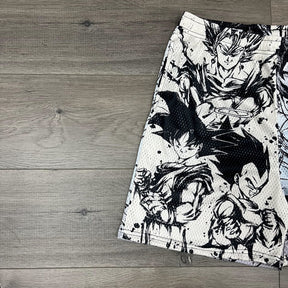 BLACK&WHITE GOKU MESH SHORTS-8665 - RDMCLOTHINGART