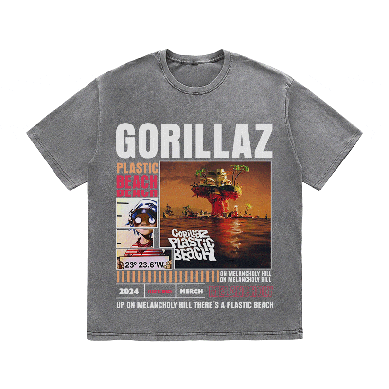 RDMCLOTHINGART tapestry hoodie GORILLAZ HEAVY WEIGHT COTTON TEE-8998