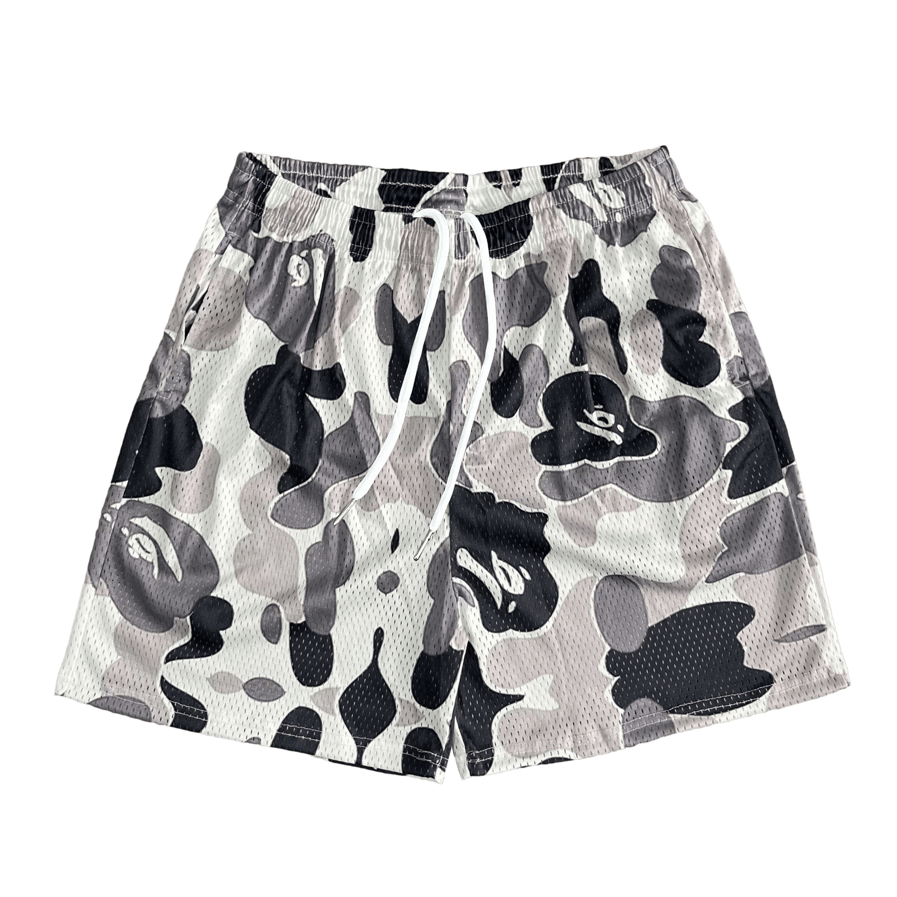 GREY CAMO MESH SHORTS-8700 - RDMCLOTHINGART