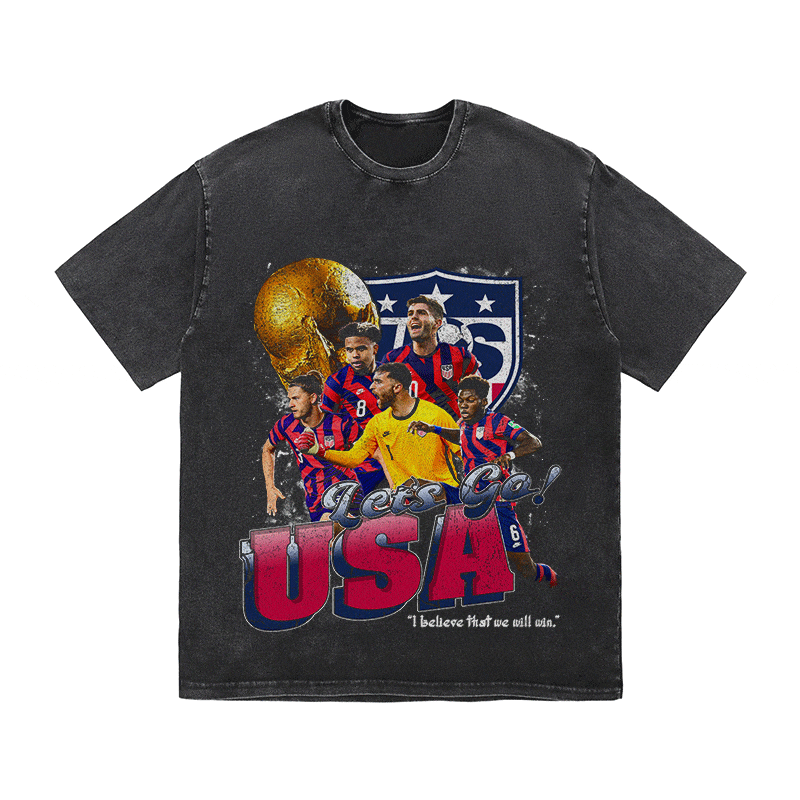 RDMCLOTHINGART tapestry hoodie LET'S GO USA HEAVY WEIGHT COTTON TEE-8965