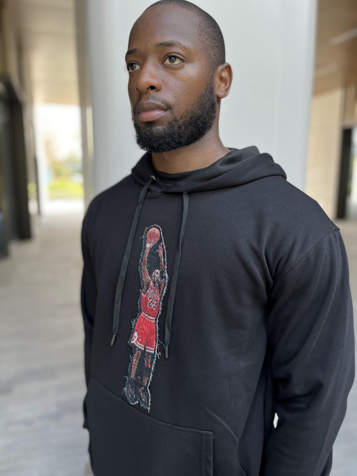 MJ SHOOTING TAPESTRY PATCH HOODIE-9009 - RDMCLOTHINGART