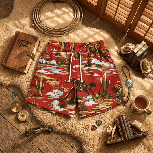RDMCLOTHINGART tapestry hoodie RED COWBOY TAPESTRY SHORTS