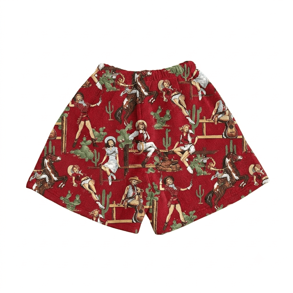 RDMCLOTHINGART tapestry hoodie RED COWBOY TAPESTRY SHORTS