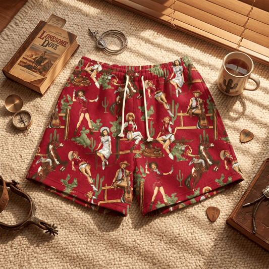 RDMCLOTHINGART tapestry hoodie RED COWGIRL TAPESTRY SHORTS