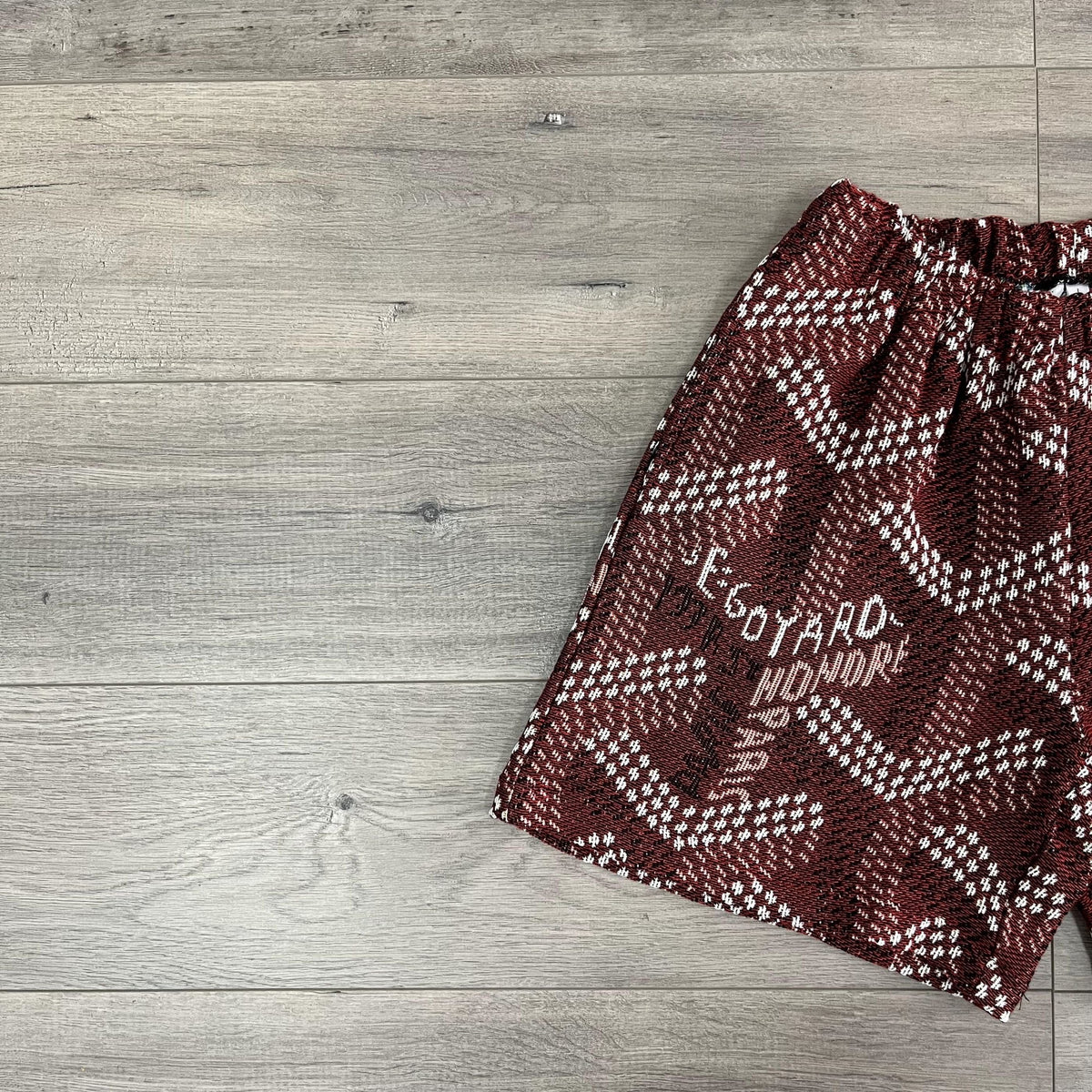 RED GY TAPESTRY SHORTS - RDMCLOTHINGART