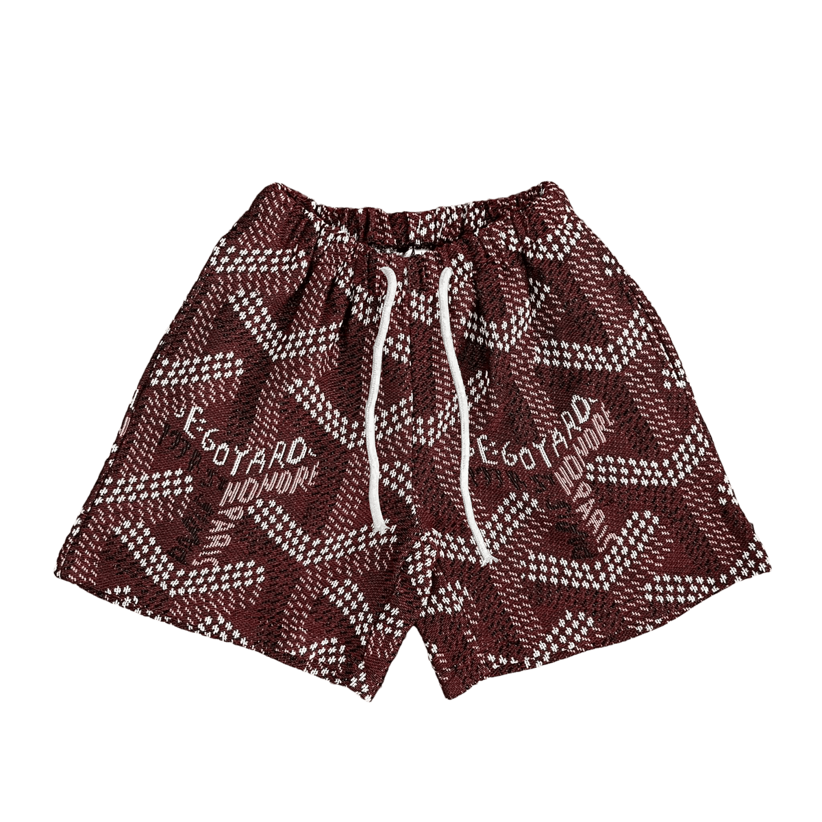 RED GY TAPESTRY SHORTS - RDMCLOTHINGART