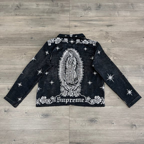 VIRGENCITA BLACK TAPESTRY JACKET - RDMCLOTHINGART