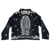 VIRGENCITA BLACK TAPESTRY JACKET - RDMCLOTHINGART