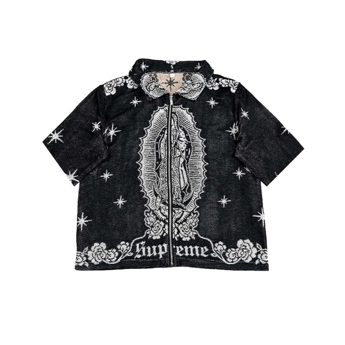 RDMCLOTHINGART tapestry hoodie VIRGENCITA BLACK TAPESTRY TEE
