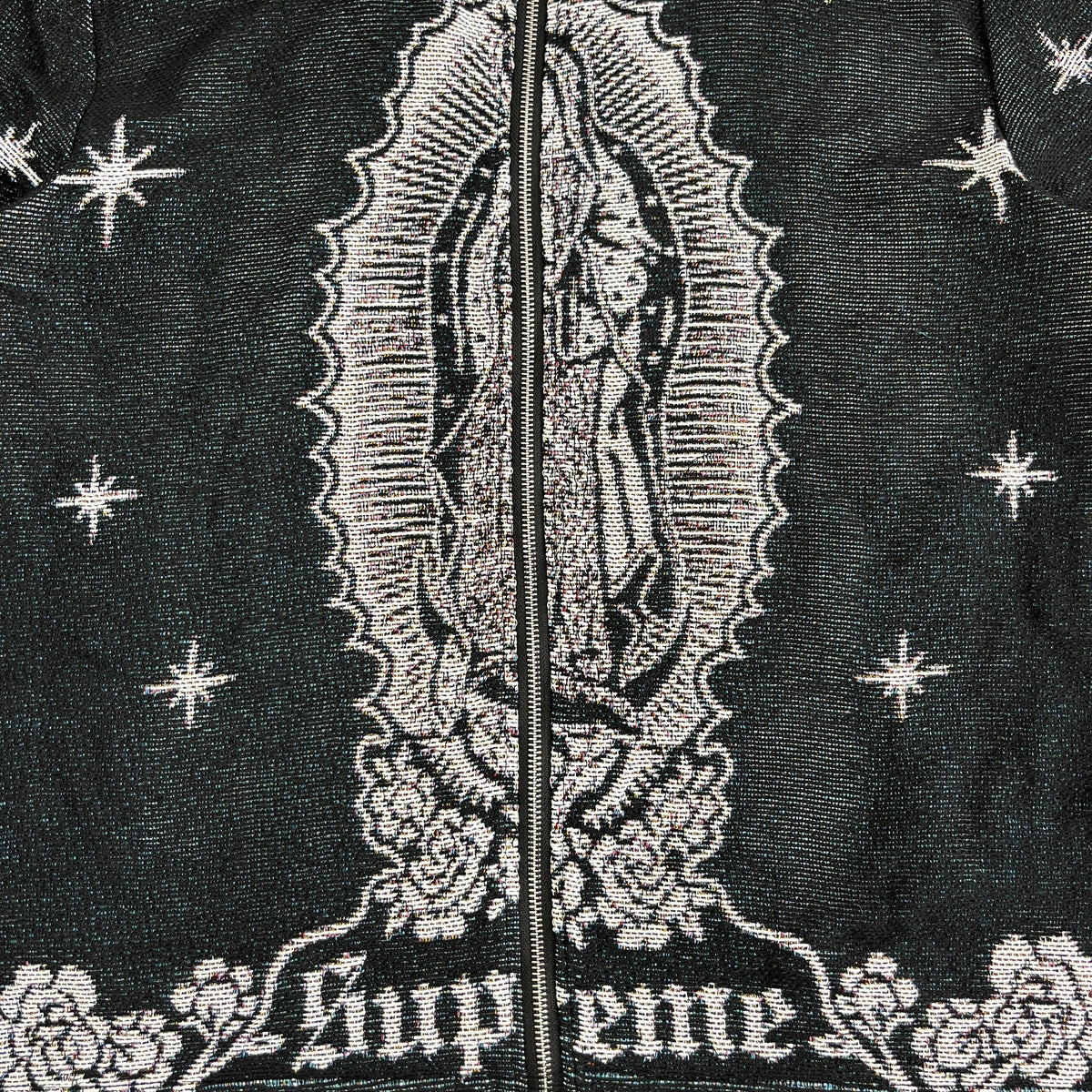 RDMCLOTHINGART tapestry hoodie VIRGENCITA BLACK TAPESTRY TEE