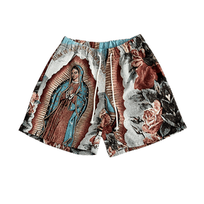 RDMCLOTHINGART tapestry hoodie VIRGENCITA TAPESTRY SHORTS