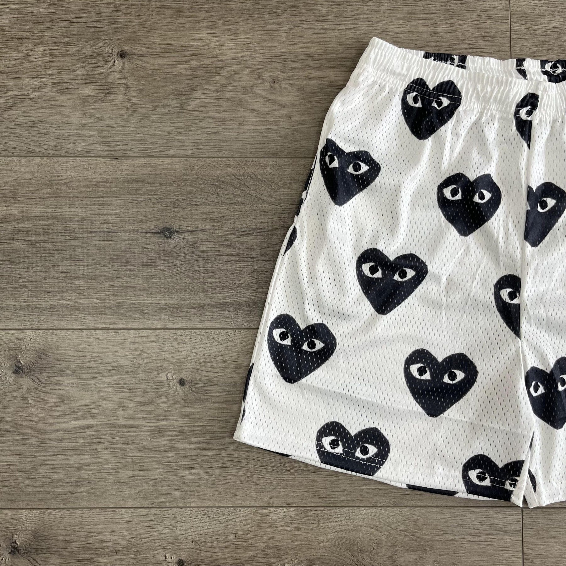 WHITE CDG MESH SHORTS-8714 - RDMCLOTHINGART