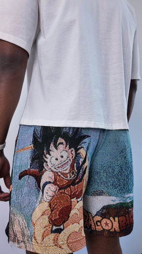 YOUNG GOKU TAPESTRY SHORTS - RDMCLOTHINGART